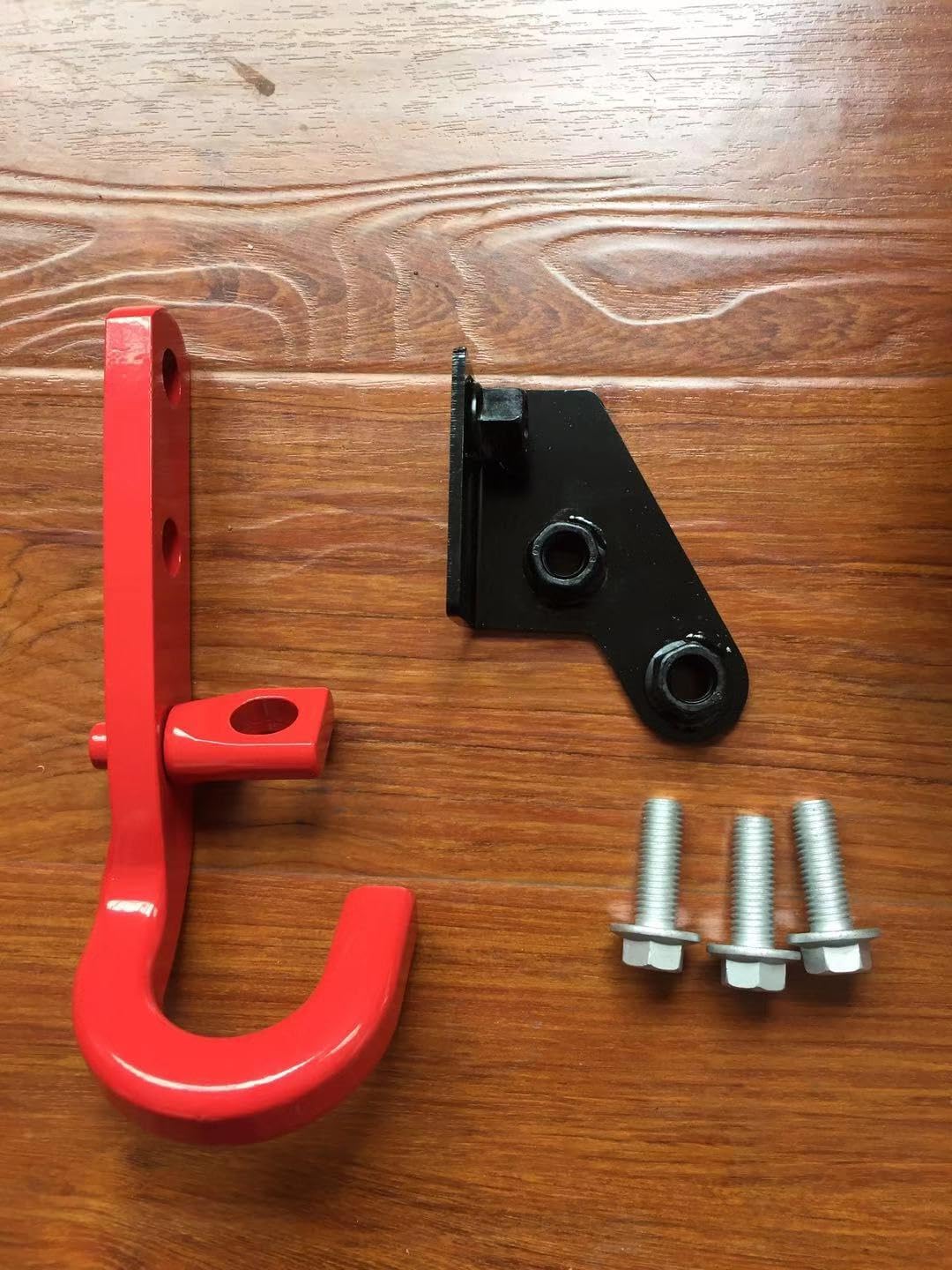 SXMA J355 Rear Tow Hook Bumper Off-Road Trailer Outdoor Traction 1PC Red Steel Car Towing Bars Compatible with 2007-2018 Je ep W Rangler Rubicon Sahara Freedom Sport JK JKU