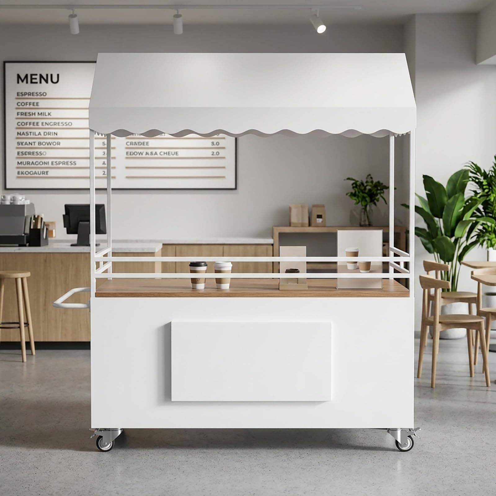 Móvil de Venta Ambulante de Comida Carritos de Comida Portátiles con Ruedas Freno para Fiestas Mercados y Comida Callejera.(Giallo,160x58x190cm)