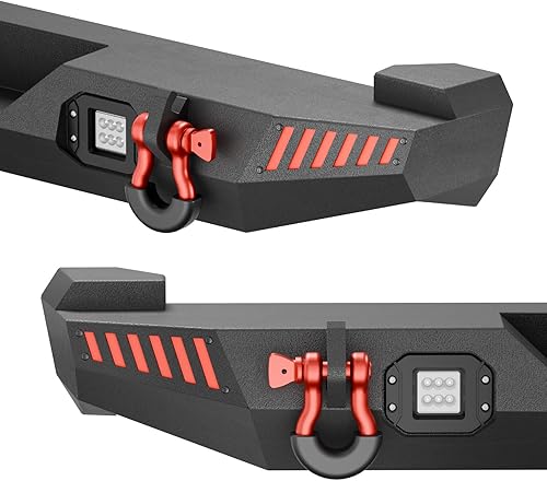 Miniatura 7 de Parachoques trasero todoterreno compatible con Jeep Cherokee XJ Rock Crawler 1984-2001 con receptor de enganche estándar de 2 pulgadas, 2 luces LED