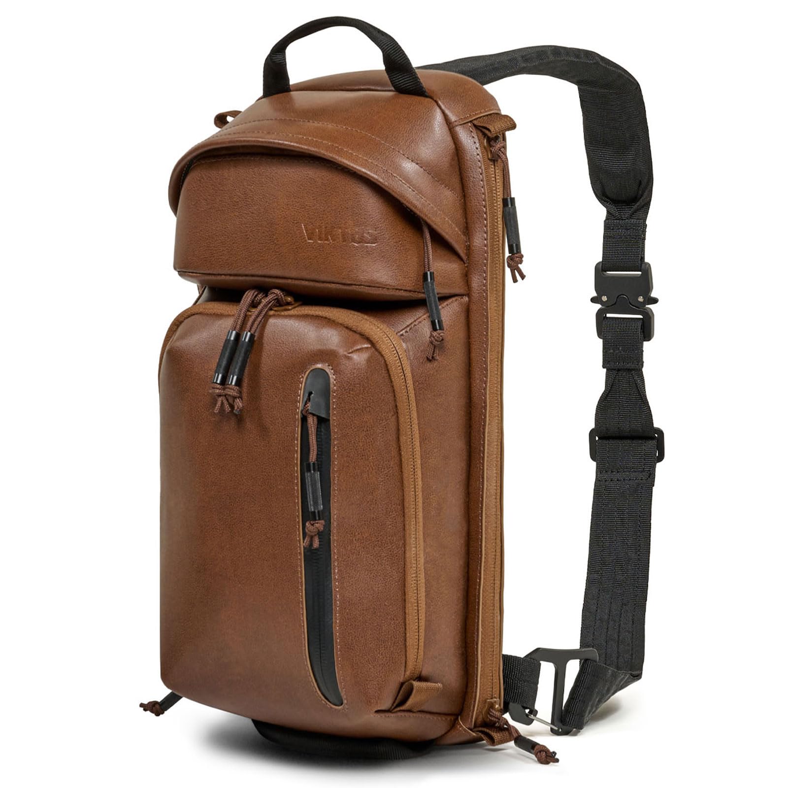 VIKTOS Upscale3 Durable Tactical Casual EDC Leather Slingbag with Padded Shoulder Strap & Ambidextrous Concealed Carry Compartment, Brown