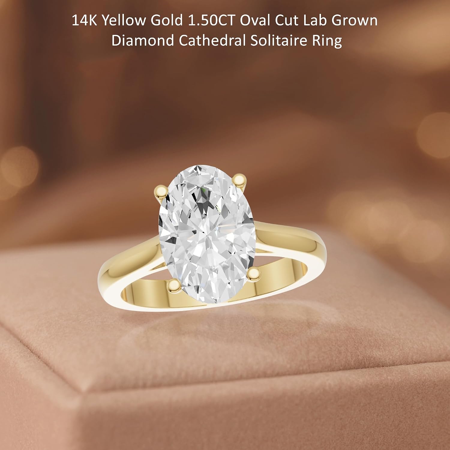 1 Carat - 3 Carat Fancy Cut Lab Grown Diamond Cathedral Solitaire Ring | 14K White and Yellow Gold Engagement Band Ring | E-F Color and VS1 Clarity