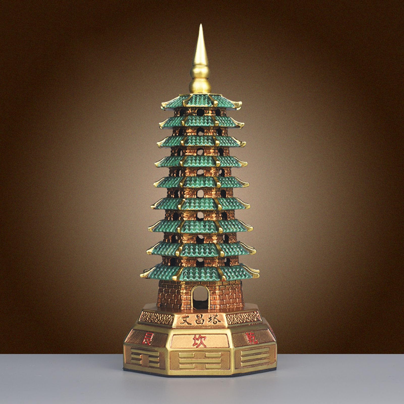 Statua wieży Wenchang, mosiężna 8-poziomowa pagoda | Prezent na sukces akademicki, figurka firmy zajmującej się ochroną, dekoracja biura domowego świątyni buddyzmu