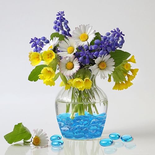 Miniatura 44 de Cuentas de vidrio transparente de 1 libra para jarrones, 100 piedras de vidrio, canicas de vidrio plano transparente para relleno de jarrones, velas