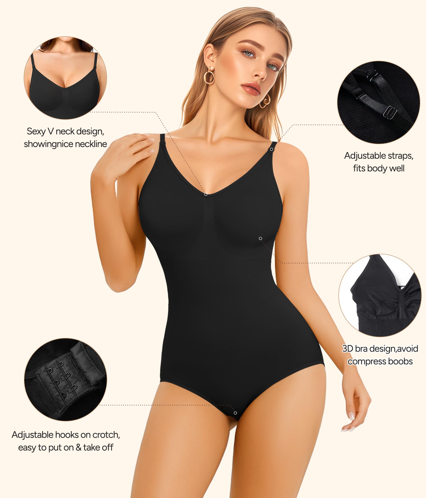 Irisnaya Body dimagrante da donna Shapewear top controllo pancia body shaper spaghetti strap canotta body aderente tuta