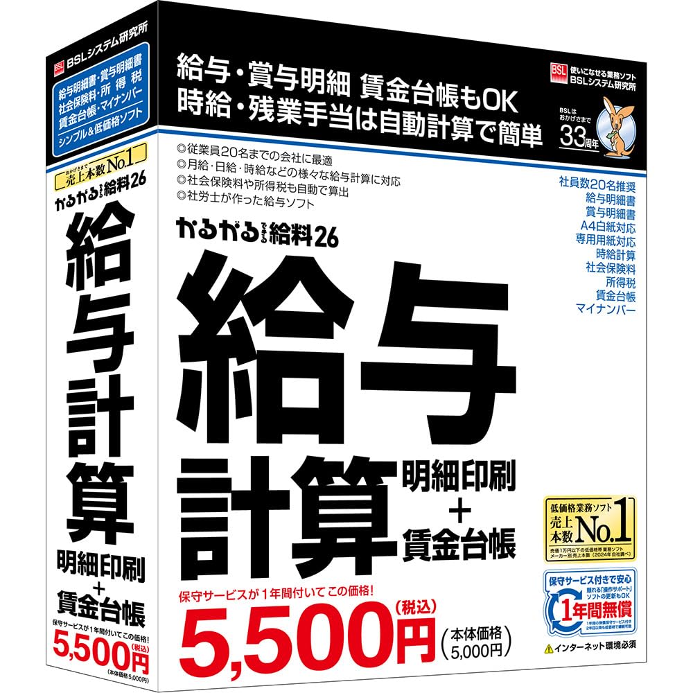Amazon.co.jp: BSLシステム研究所 かるがるできる給料26 給与計算