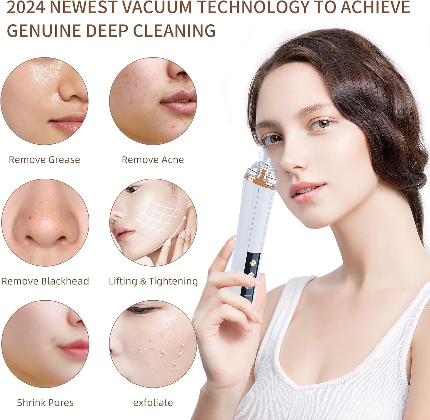 Blackhead Remover Pore Vacuum,Facial Pore Cleaner-6 Suction Power,3 Adjustable Suction Levels,USB Rechargeable Blackhead Vacuum Kit Electric Acne Extractor Tool for Women & Men