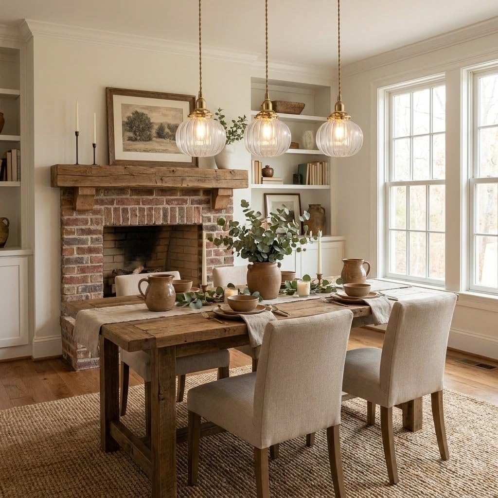 Pendelleuchte Geriffeltes Glas Kugel, Hängelampe Messing Vintage Klar Kronleuchter Landhausstil für Schlafzimmer Esszimmer