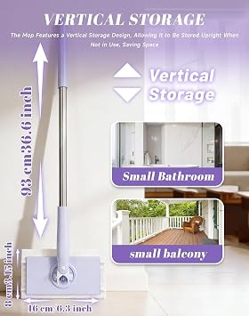 Snap Grip Mini Mop,Cloth Changing Mini Mop + Magic Cleaning Cloth*6,Automatic Gripping or Releasing,360° Rotating Head & Universal Compatibility,Wet/Dry Use for Multi Cleaning (Purple, 27in+Cloth*10)