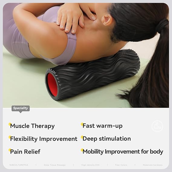 SUBCULTUREPICK Foam Roller High-Density Rollers, Deep Tissue Muscle Massage | Fitness Roller for Stretching, Relieves Muscles, Improves Mobility, Pilates, Yoga, Ideal for Athletes, Beginners & Recovery