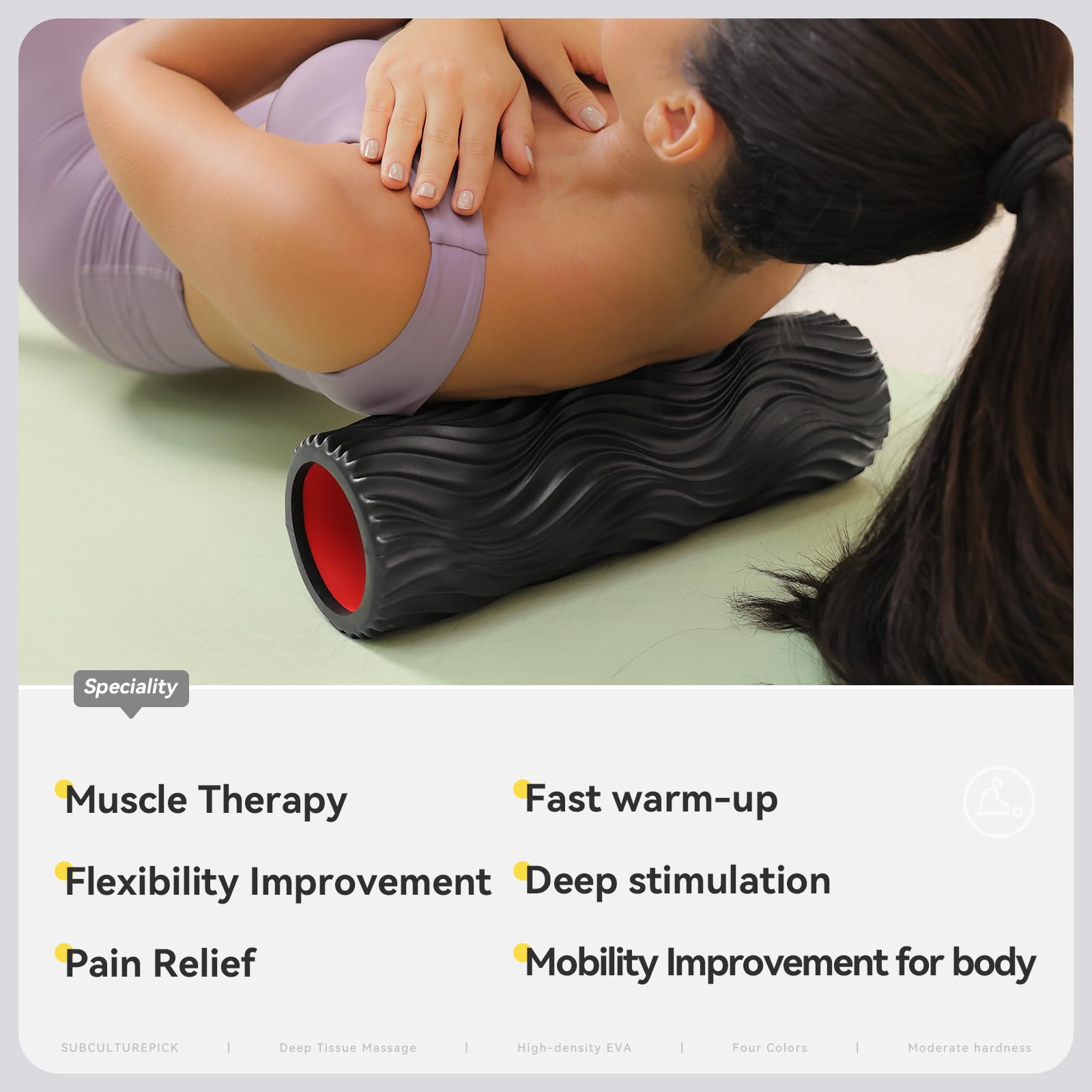 Foam Roller High Density Exercise Roller Deep Tissue Muscle Massage Stretching Relieves Muscle Improves Mobility Fitness Roller for Pilates Yoga Ideal for Athletes, Beginners & Recovery
