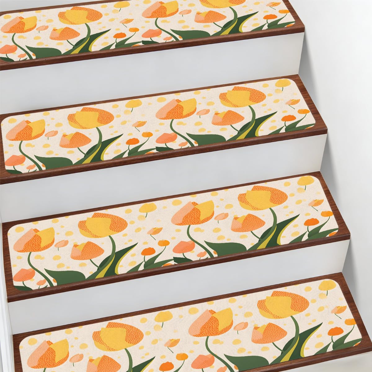Alfombrillas decorativas de flores para escaleras interiores Mexpekil de 7.8 x 30"