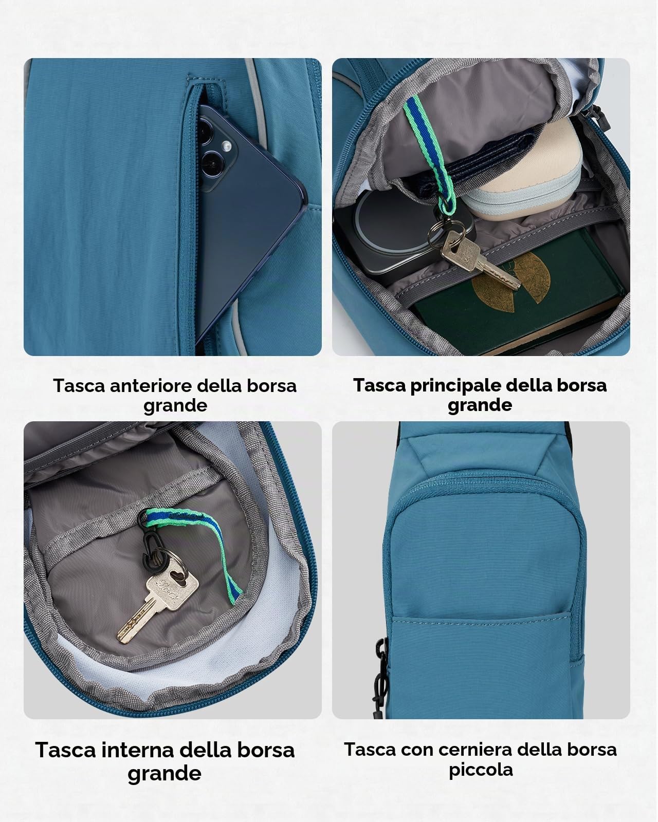 WATERFLY Borsa a tracolla a tracolla: borsa a tracolla da viaggio per escursionismo, borsa a tracolla per donne e uomini, borsa a tracolla alla moda