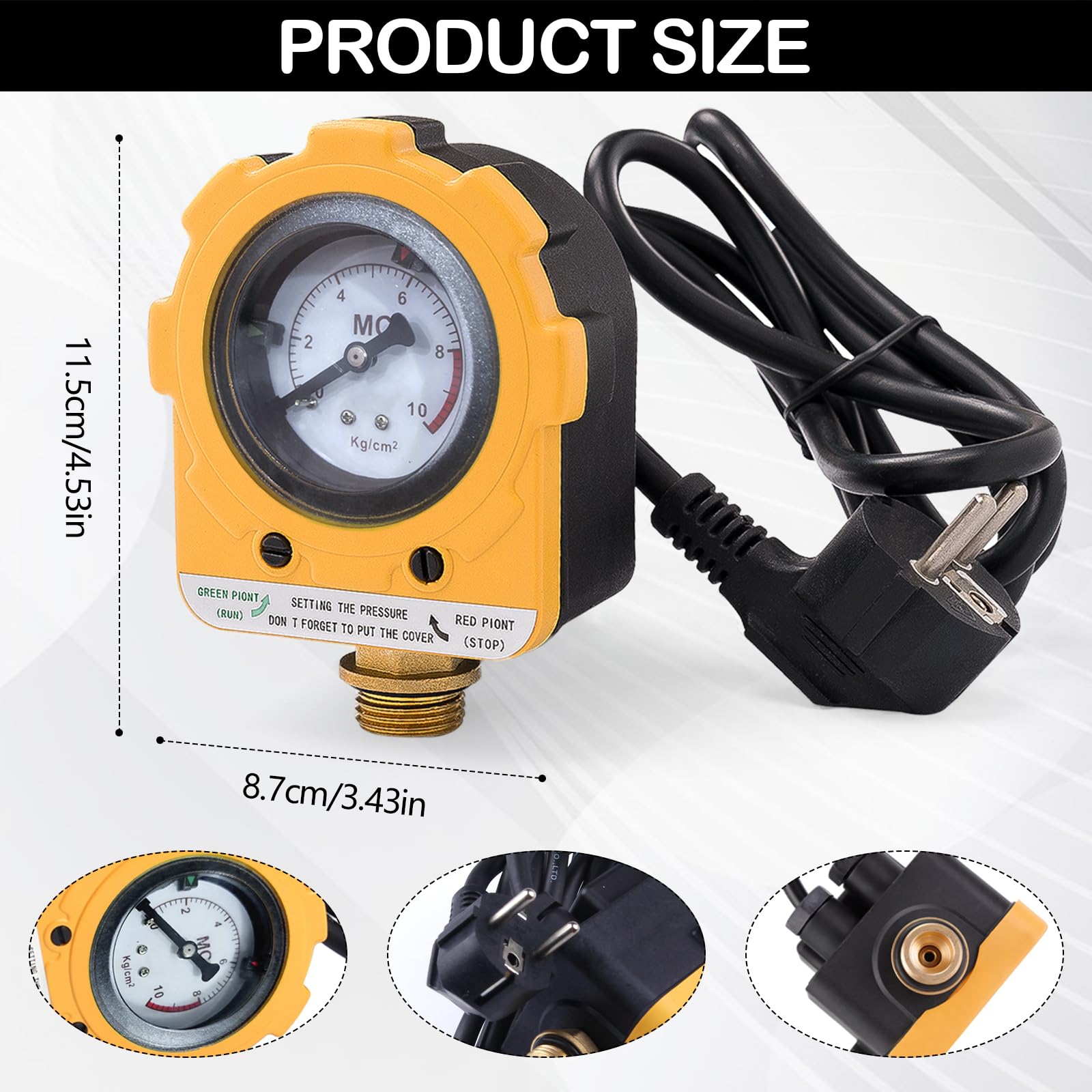 Interrupteur de Pression de Pompe à Eau, Pressostat de Pompe à Eau 220V 0~10 bars Interrupteur Électronique Unité de Pressostat Réglable pour Pompe à Eau Régulateur de Pression D'eau Réglable