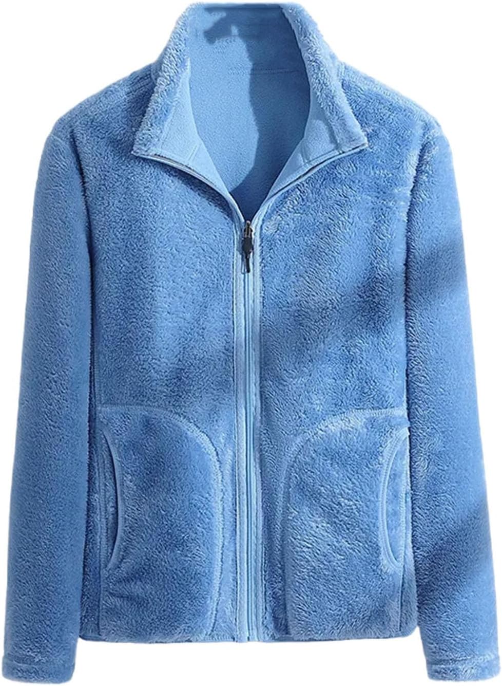 Warm and Plush Jacket Stand Collar Cardigan Couple Style Sweatshirts Thickened Double-sided Coral Fleece Outdoor