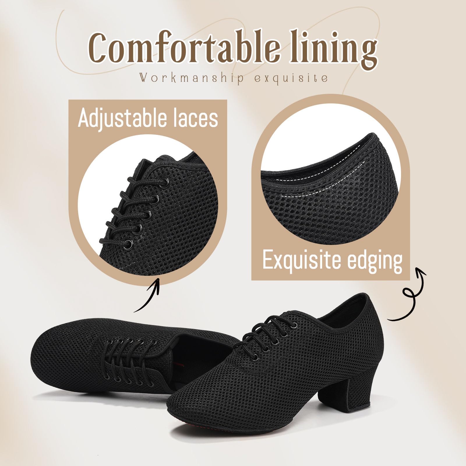 Scarpe da Ballo Latino con Tacco Basso con Lacci Salsa Tango Moderno Jazz Pratica Scarpe da Allenamento