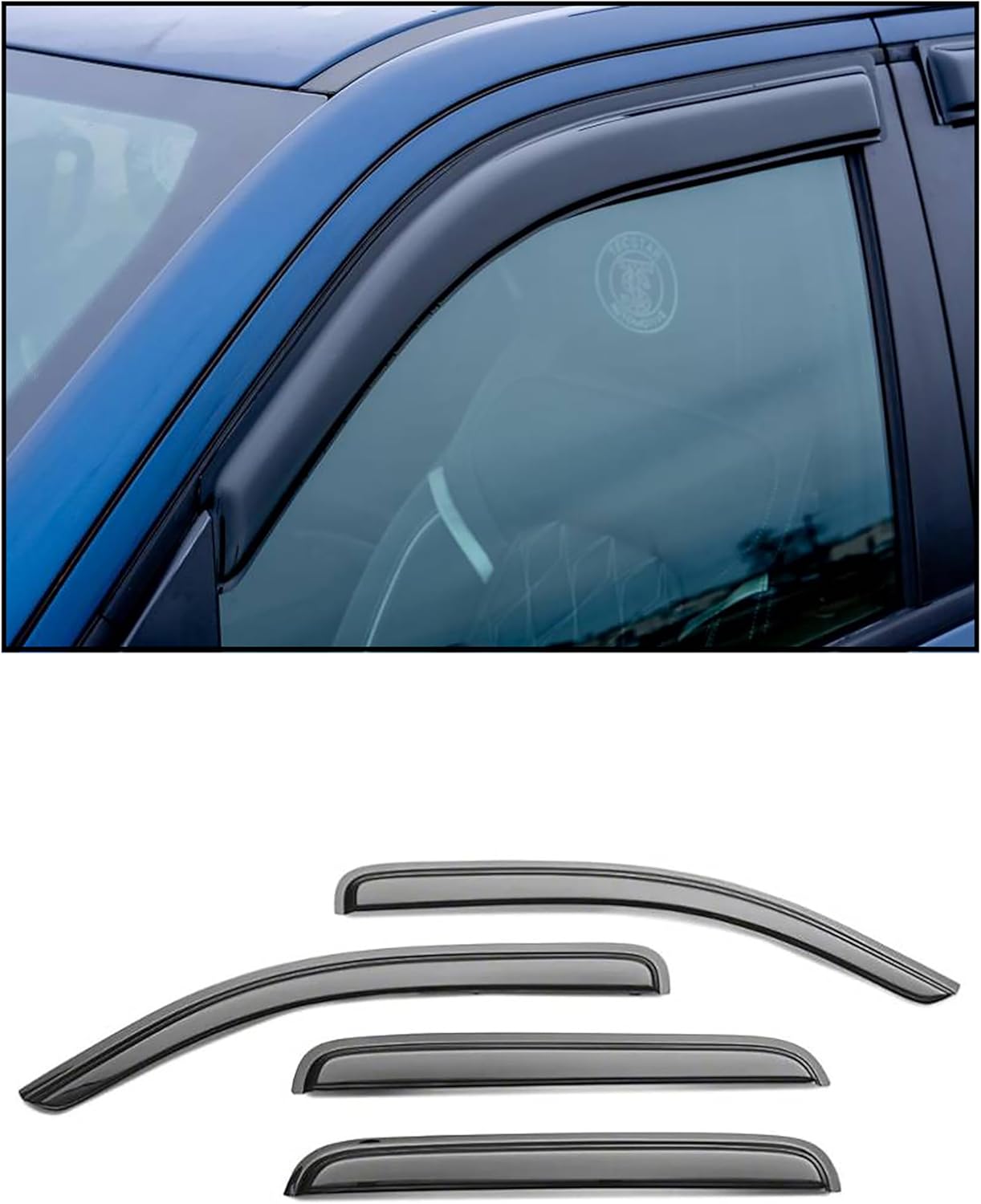 Black Horse Off Road [BHOR] Tape On Rain Guards/Wind Deflectors Compatible with 2011-2020 Toyota Sienna Smoke 4 PCs - 14-94154