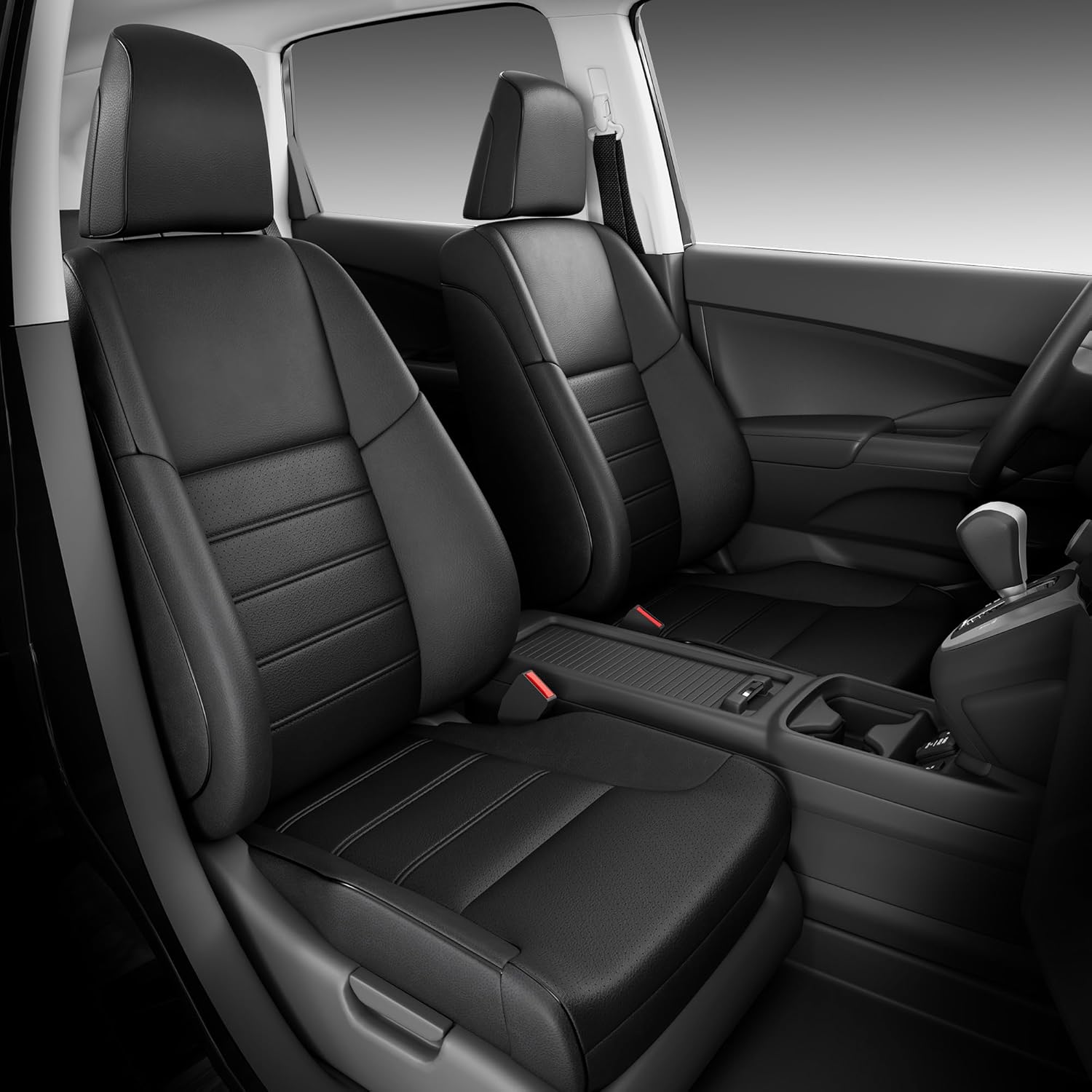 freesoo for honda crv seat covers - custom fit 2015-2016 sport ex-l/ex/lx/se/touring - waterproof leather car seat cover full set - black black cr-v 2015-2016 full set