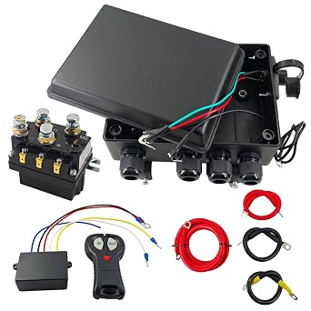 Pre-Wired Winch Control Box w/12V 500A Winch Relay & Remote Control | for 8000lb- 20000lb Winch ATV UTV Truck Jeep SUV, Heavy-Duty Winch Solenoid Controllelr Kit, Wireless Winch Remote Controller