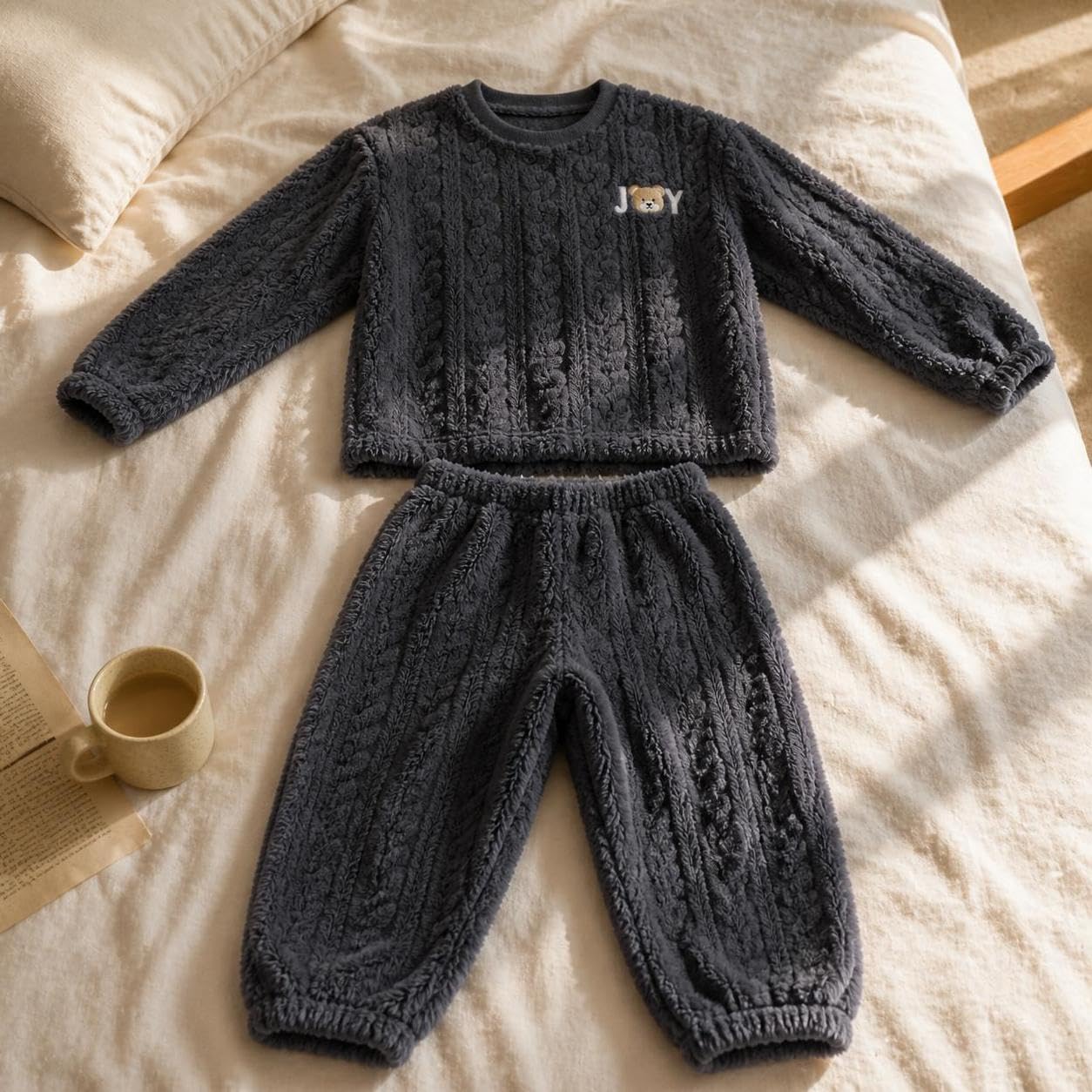 Pigiama Maschile in Poliestere con Morbidezza Extra per Calore Avvolgente Relax Notturno Vestibilità Pratica per Casa Stagione Autunnale Inverno, #801, Grigio, M