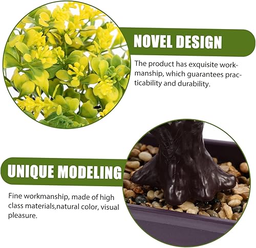 Miniatura 7 de Cabilock Planta artificial en maceta, mini árbol bonsái, maceta para exteriores, mini decoración, arreglos florales, decoración de bonsái de