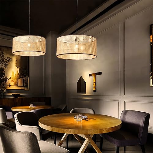 Miniatura 3 de Luces colgantes, iluminación colgante de ratán con cable ajustable de 55 pulgadas, lámpara colgante tejida a mano, lámpara de araña bohemia para