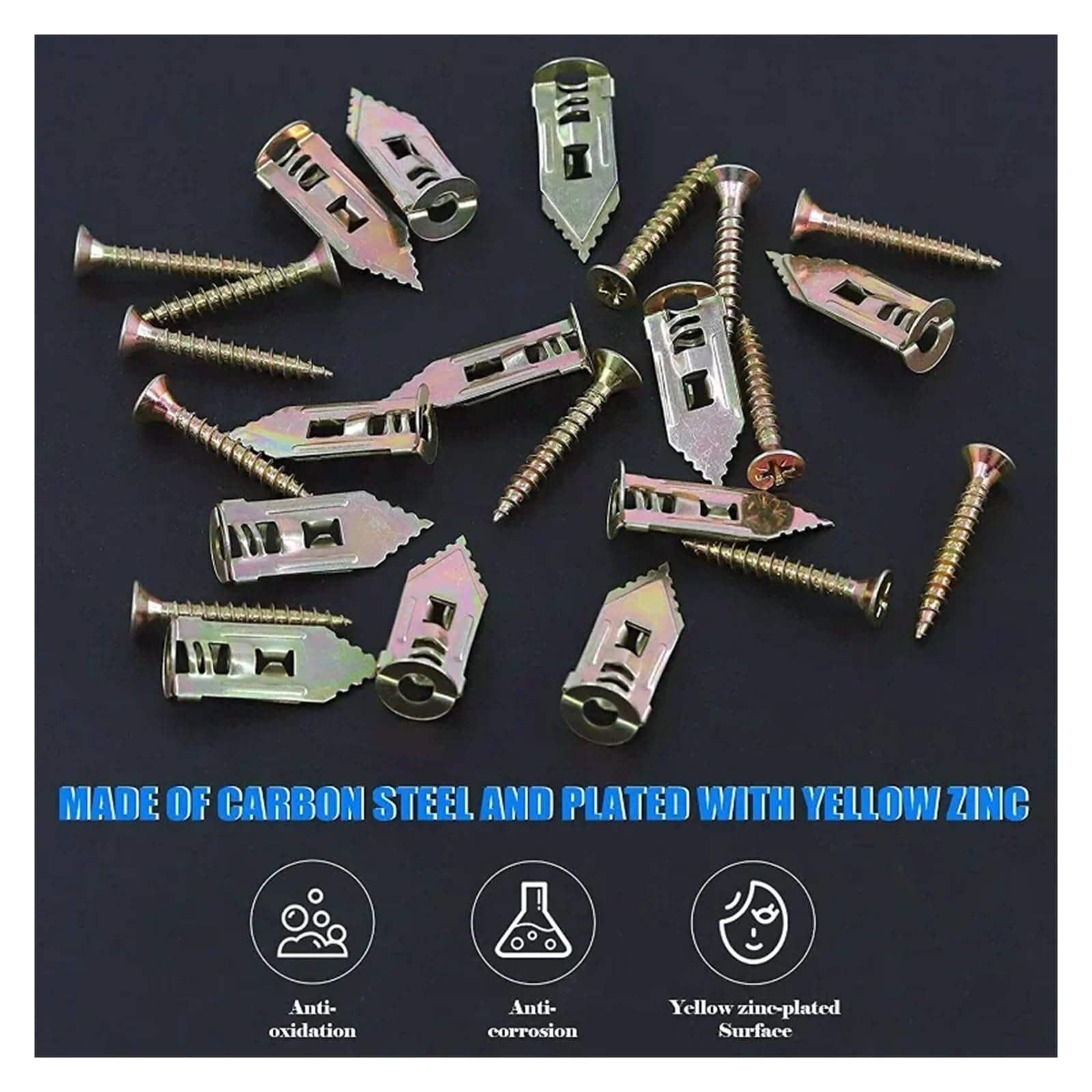 50/100 STÜCKE Selbstbohrende Dübelschrauben Schlagarten Expansionswerkzeug Kohlenstoffstahlschraube Gipskartonwandbefestigungsstecker(50pcs)