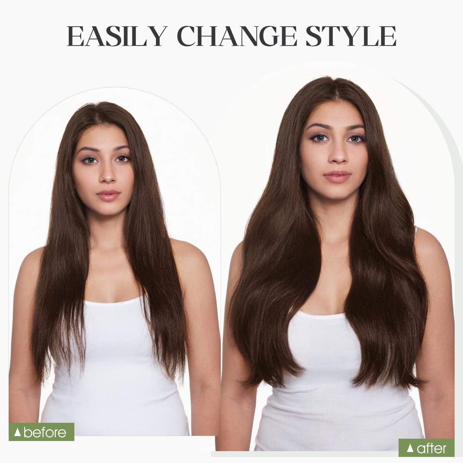 MY-LADY Extension Capelli Veri Filo Invisibile, 40cm Wire Hair Extensions in Capelli Umani Lisci per Donna con Corda Regolabile e 2 Clip #02 Marrone Scuro 65g
