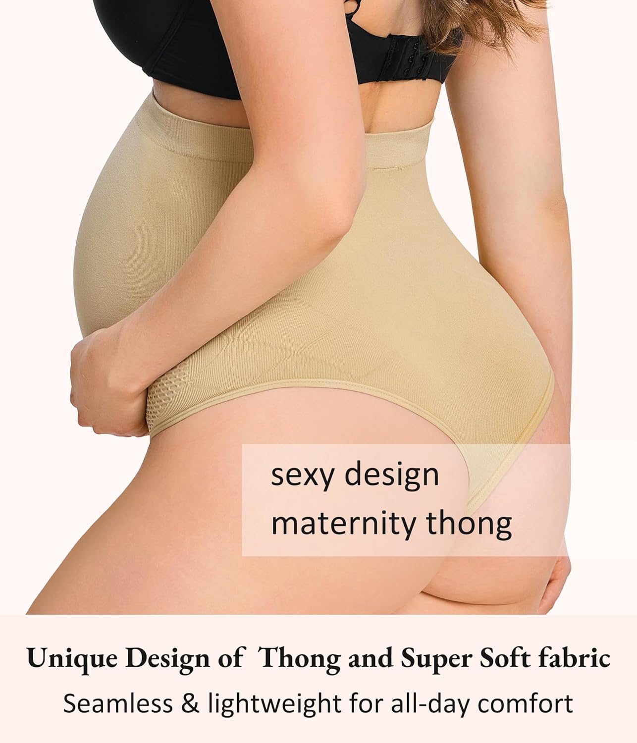 LANCS 3 Packs Maternity Thongs Underwear Maternity Shapewear Shorts Pregnancy Underwear Panties for Baby Show Dress - Image 2