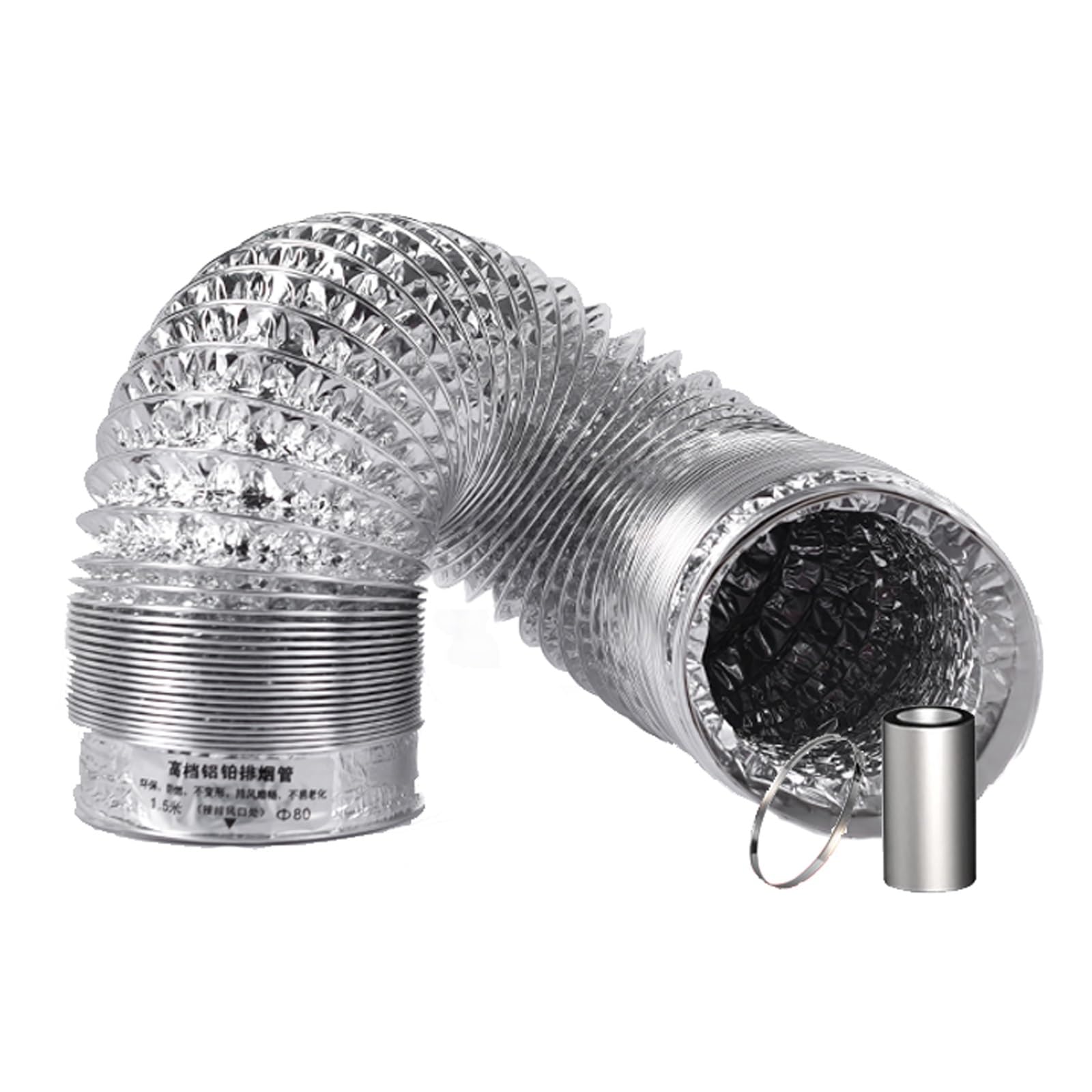 Aluminium-Kanäle ， Wäschetrocknerschlauch zur Trocknerentlüftung, Abluftrohr for Küchen- und Badezimmerventilatoren, isolierte Lüftungskanäle(3.0m 200mm)