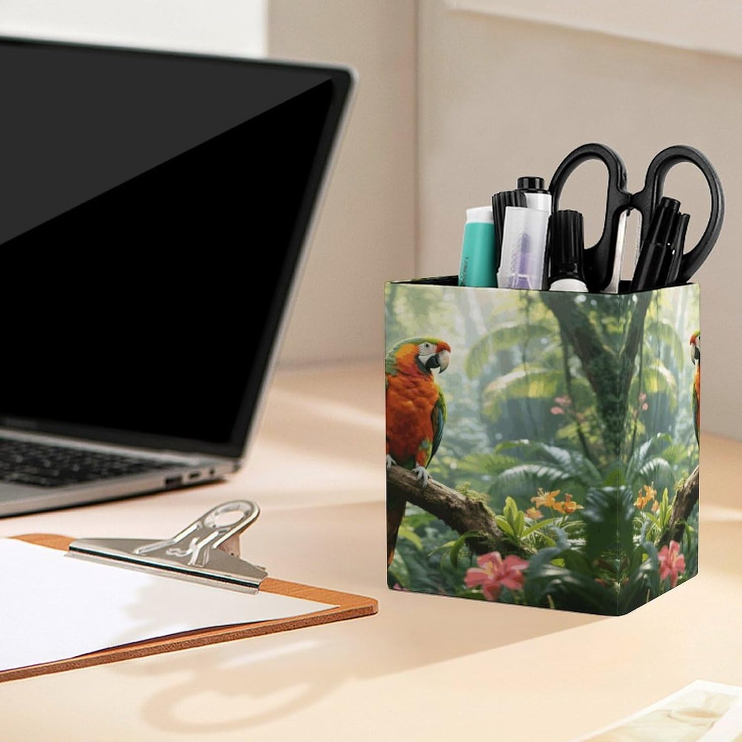 Rainforest Parrot Pen Holder Office Supplies for Desk Storage image 5