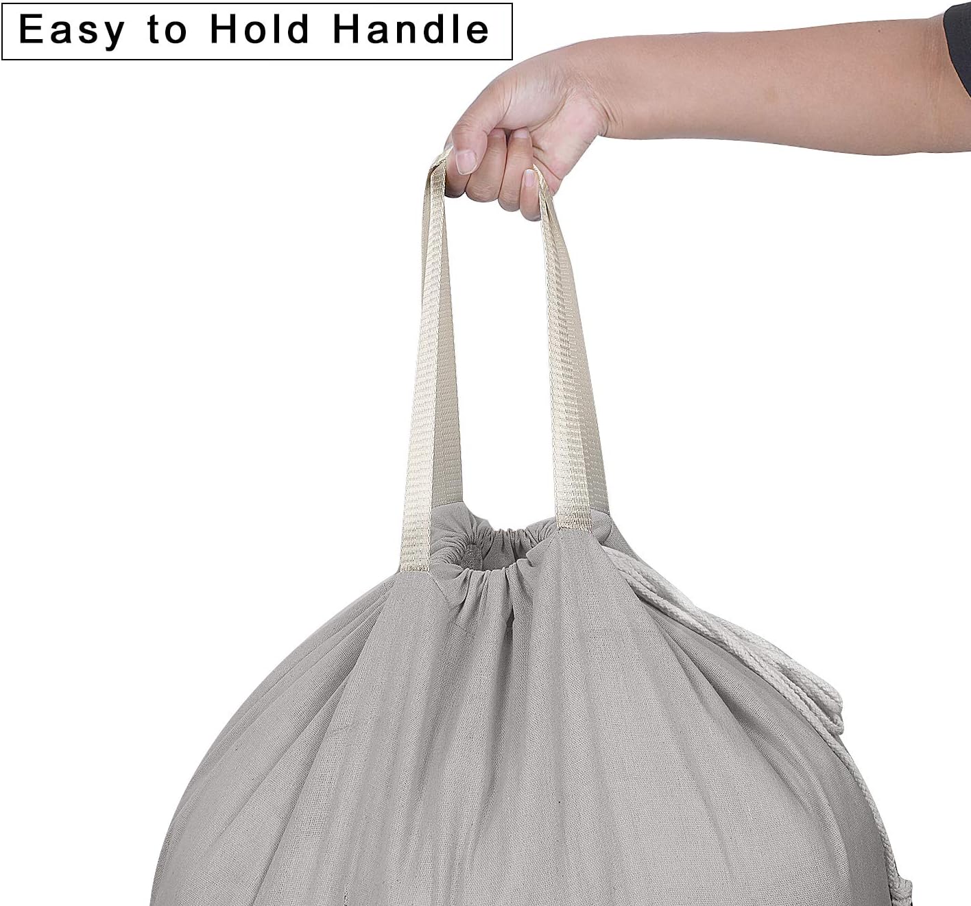 Heavy Duty Laundry Bag with Drawstring and Handle, Extra Large Travel Dirty Clothes Bag for Laundromat and Household, Durable Rip-Stop Laundry Hamper Liner, 28 x 40 Inch, Gray image 3