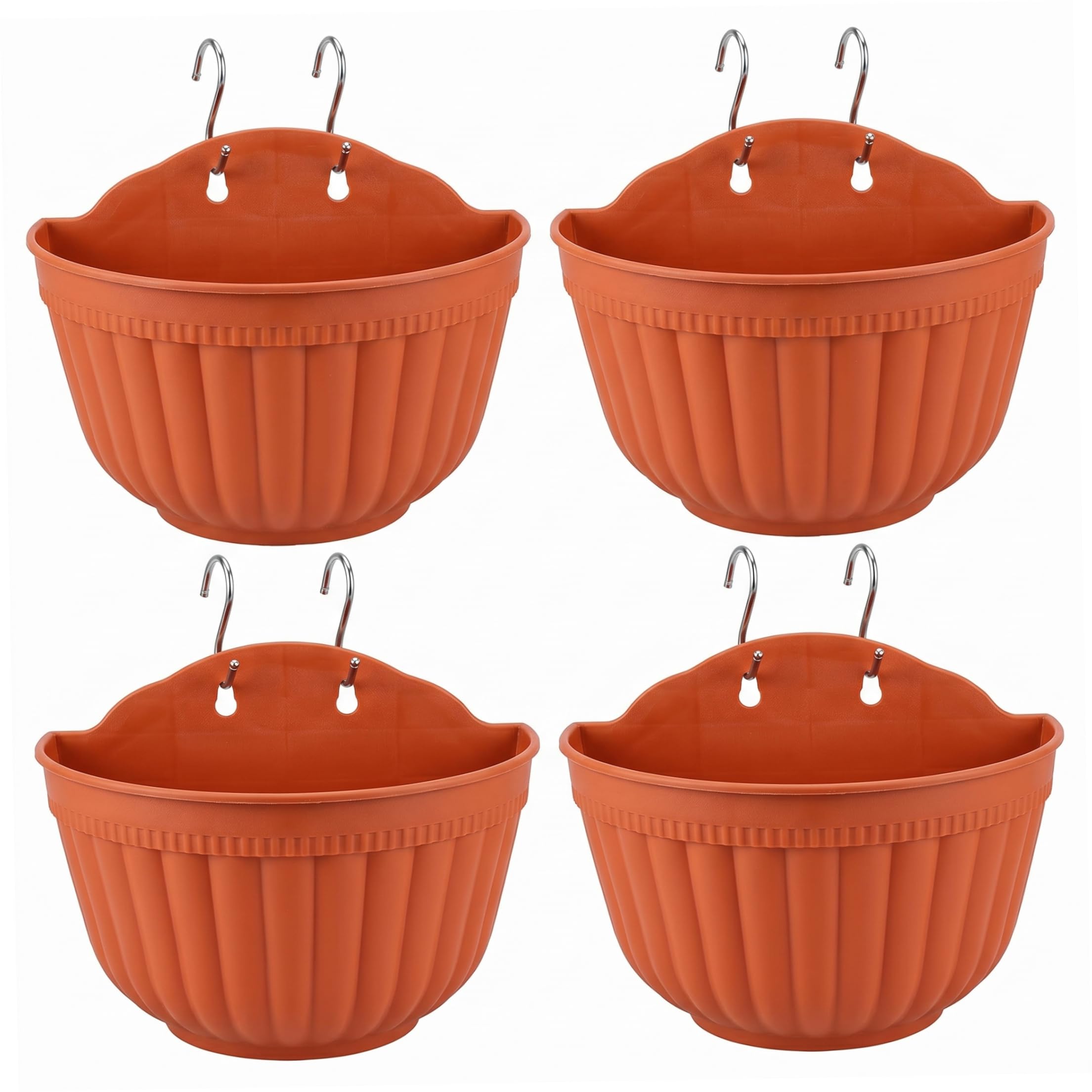 Ngbbby Wall Hanging Planter, 4PCS Plastic Outdoor Pots for Plants, Wall Planter Pots, Plant Pot 8x7inch