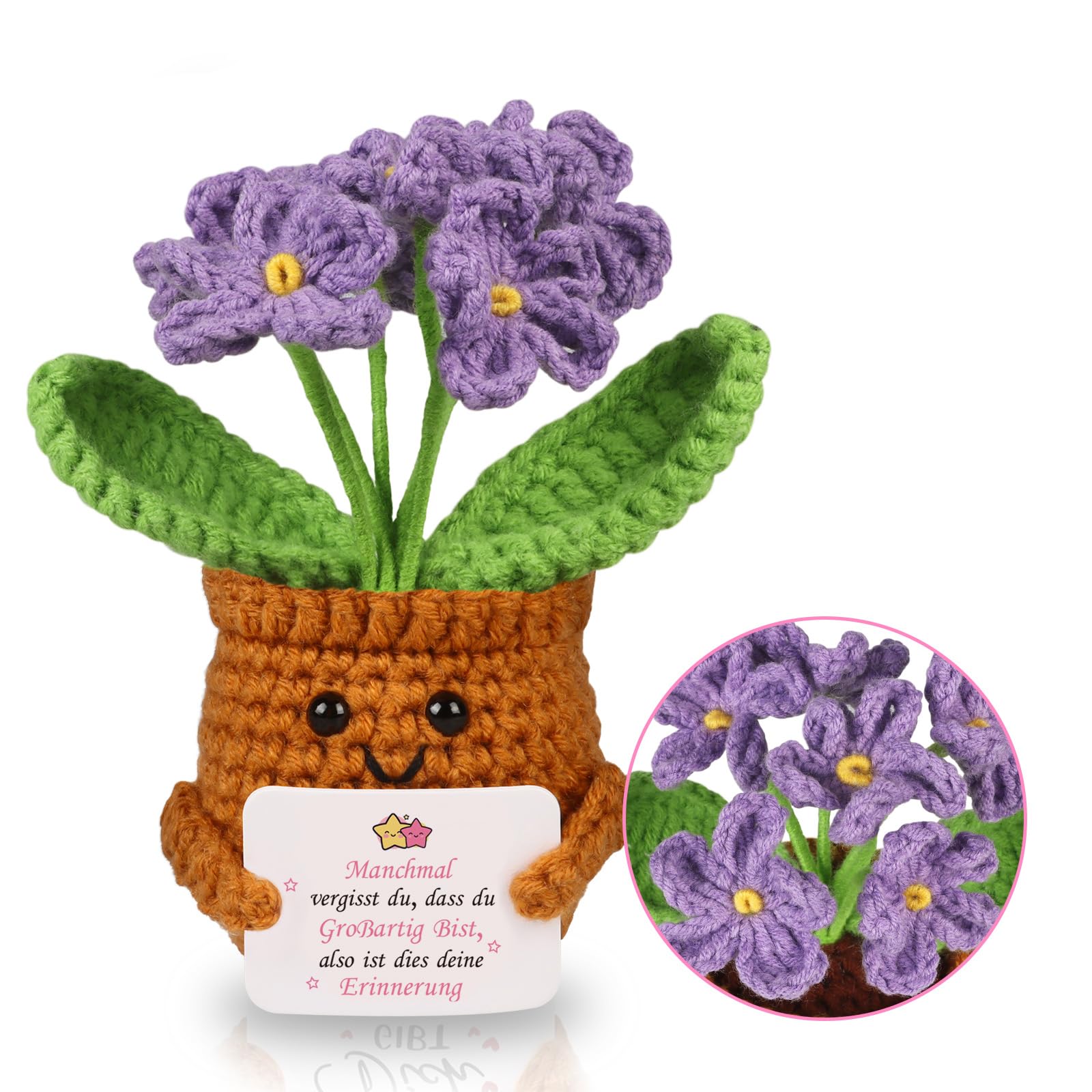 WenmthG Gestrickte Deutsch Glücksbringer Anti Stress Kleines Geschenk für Schwester Freundin Frauen Kollegen Freunde