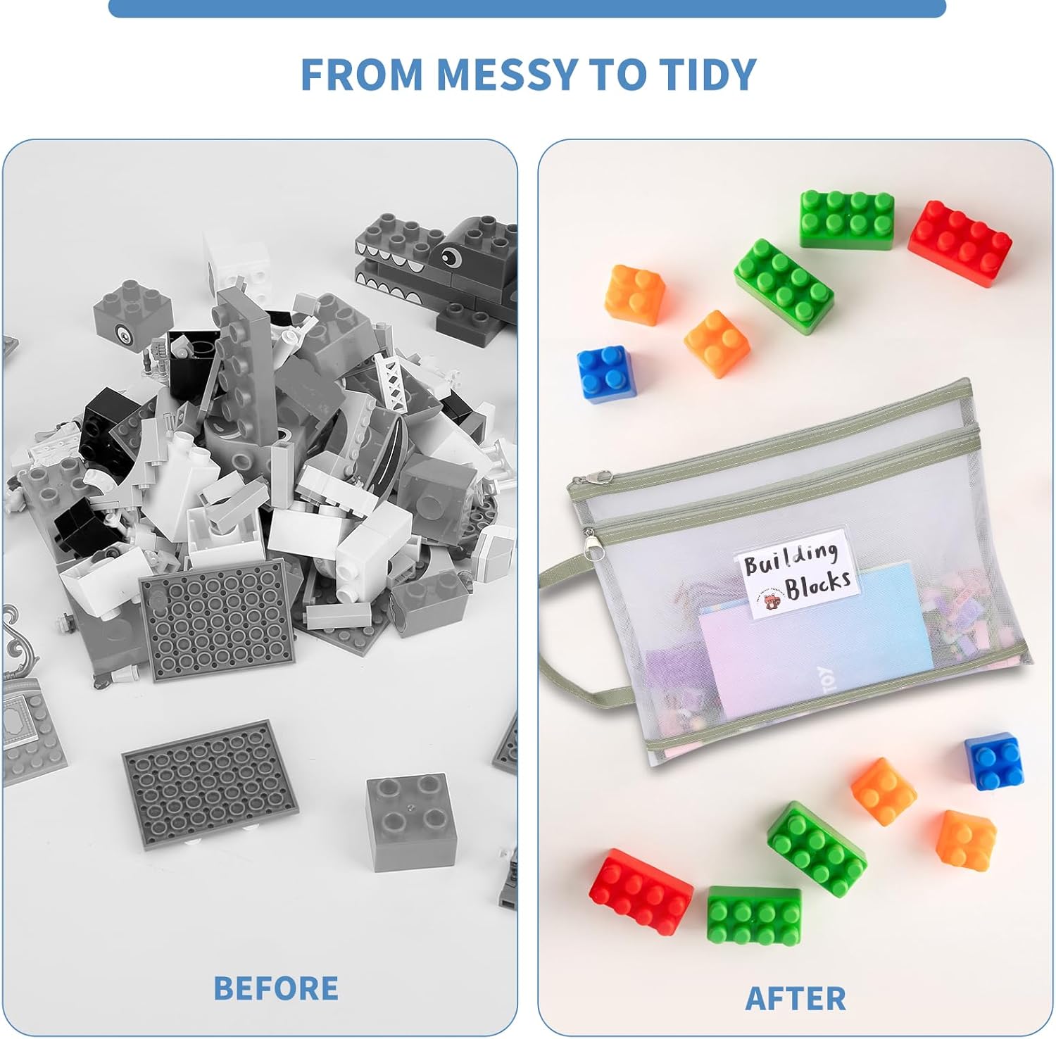 10-Pack Mesh Zipper Organizer Pouches – Double-Layer A4 Storage Bags for Toys, Puzzles, School Supplies, Travel, Home Organization. - Image 5