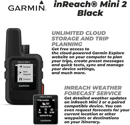 Miniatura 6 de Garmin inReach Mini 2 - Comunicador satelital (negro) con paquete de alimentación Wearable4U
