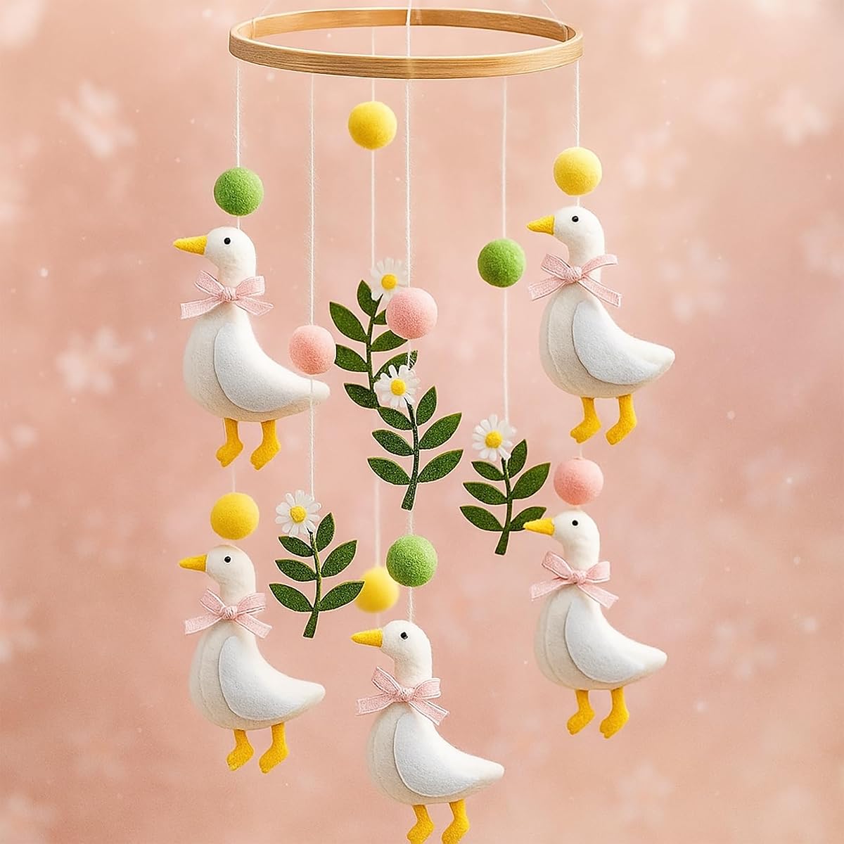 Wildflower Butterfly Baby Mobile for Crib, Silly Goose | Pink Baby Room Decor Cute Felt Nursery Mobile for Crib Neutral Wooden Handmade Hanging Decoration