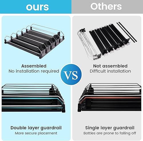 Miniatura 4 de Dispensador de bebidas para refrigerador, organizador de latas de soda autoempuje para refrigerador, 5 filas ya montadas, dispensador automático de