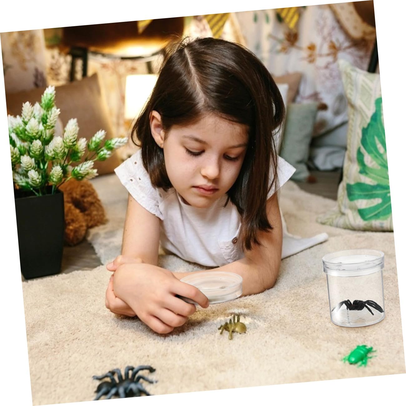 Caja de Observación de Insectos Lupa, Plástico, 9 Piezas | Lid de Flujo de Aire, para Niños y Pequeños Exploradores, Mejora Enfoque, Imaginación y Habilidades