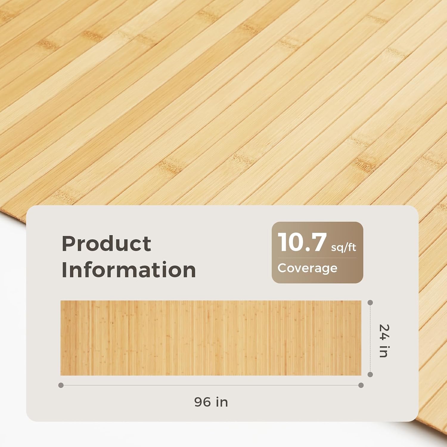 OUZUGIE 1 Pack 96x24 Inch Natural Bamboo Wall Panel – Carbonized Pole Wrap Paneling for Walls, Ceilings, Cabinets, Furniture – Ideal for Bedroom, Living Room & Office DIY Decor
