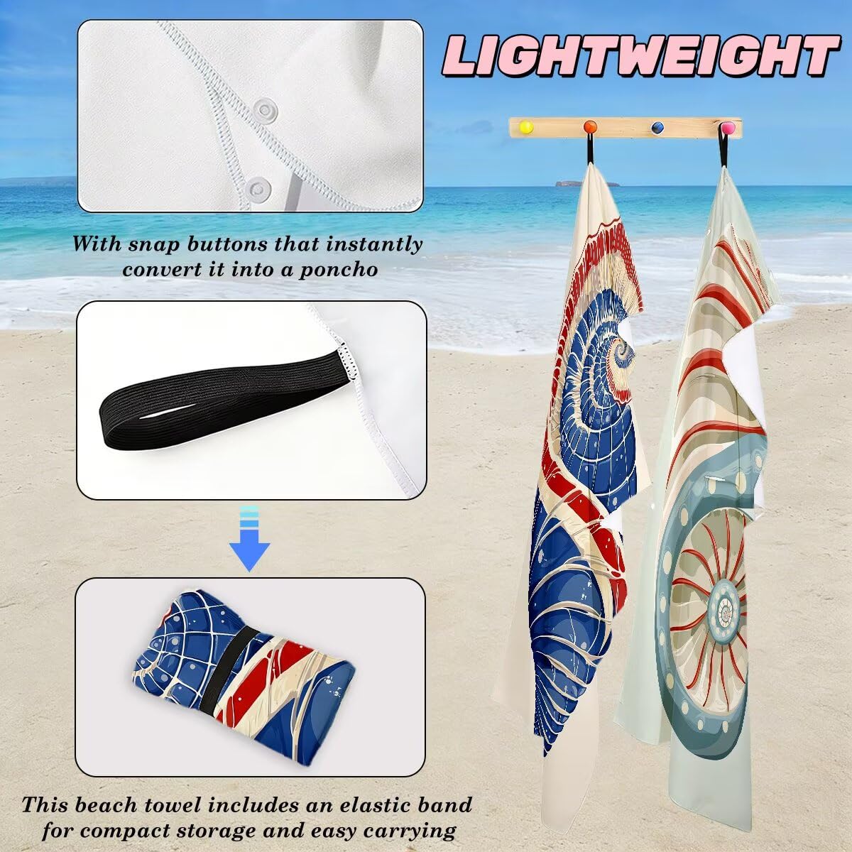 Juego de 2 Toalla Playa Grande 100x200 cm, Secado Rapido Toalla Microfibra Gimnasio, Antiarena Toallas de Playa Simple, Grande Ligera Compacta Toallas Microfibra Mujer Hombre para Viaje Piscina -5076