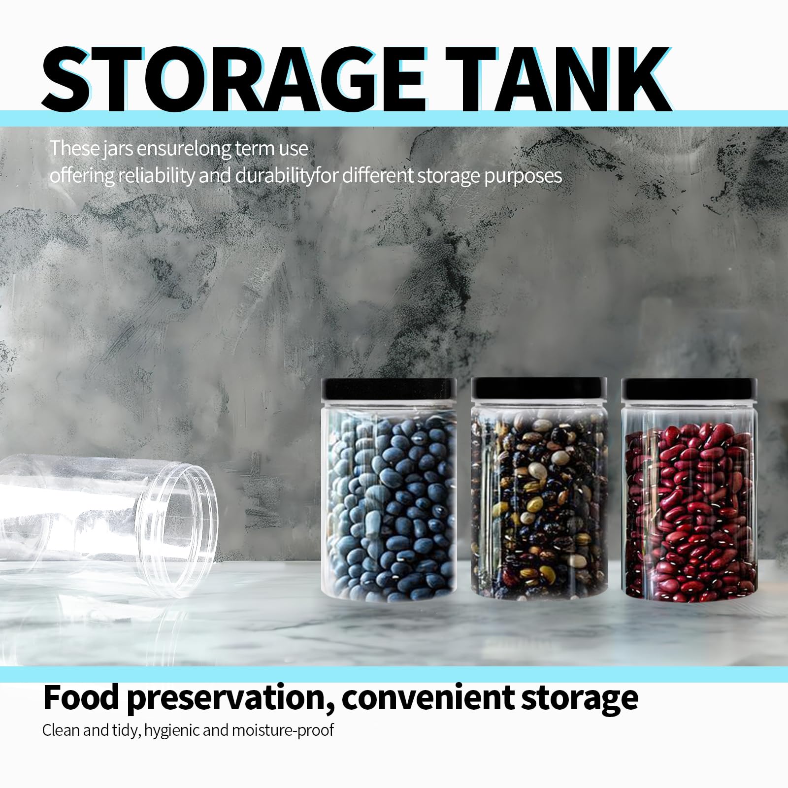 Lot de 12 bocaux en plastique transparent de 946 ml avec couvercles, grands récipients de rangement pour la maison, les bonbons, la cuisine