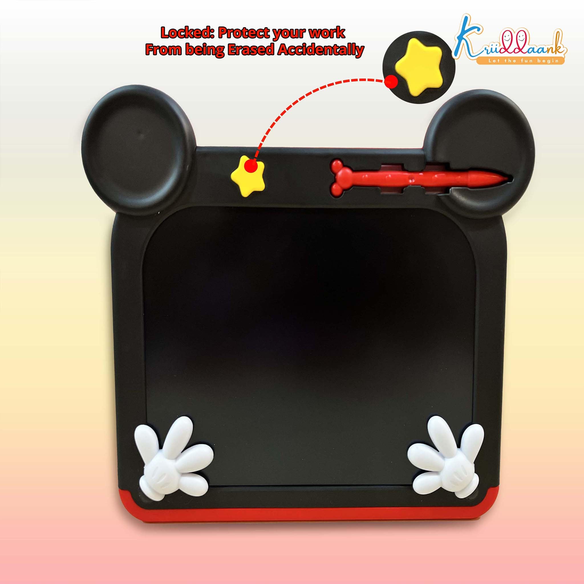 Kriiddaank Mickey Disney LCD Writing Magic Tablet 9 Inch, Electronic Drawing Pad for Kids, Toddler Travel Doodle Board, Preschool Early Education Toy, Birthday Gift for Boys & Girls 3-9 Years (Red) 3