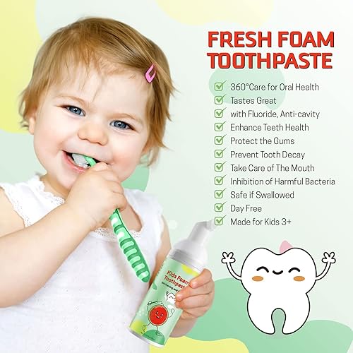 Vista 32 de Pasta de dientes de espuma para niños, 4 paquetes de pasta de dientes de espuma para cepillo de dientes eléctrico en forma de U, pasta de dientes