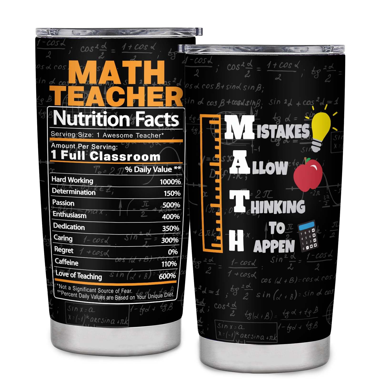 Math Teacher Tumbler - Appreciation & Birthday Gifts, 20oz Coffee Mug