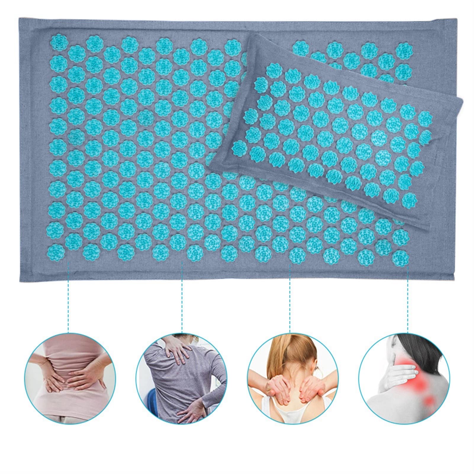 DieffematicYJD Mata do jogi Lniana masaż palmowy kokosowy Mata do jogi Mata do poduszki sportowej z torby Lotus Spike Akupressure Mata Poduszka (Color : Set B)