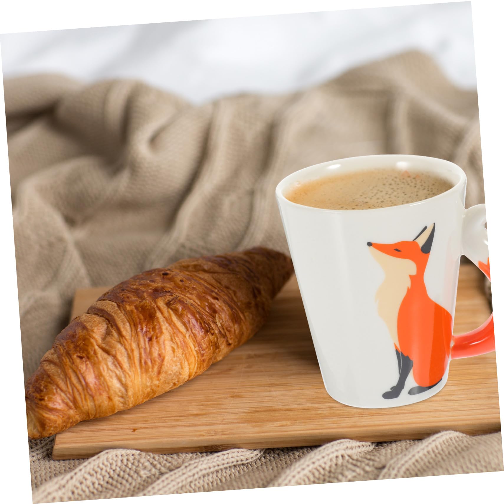 INOOMP Dekorative Keramiktasse 360ml aus Keramik für Kaffee und Tee | Oranges, Schlichtes Design mit Schönen Linien, Standfest und Leicht zu Reinigen, für Zuhause oder Büro