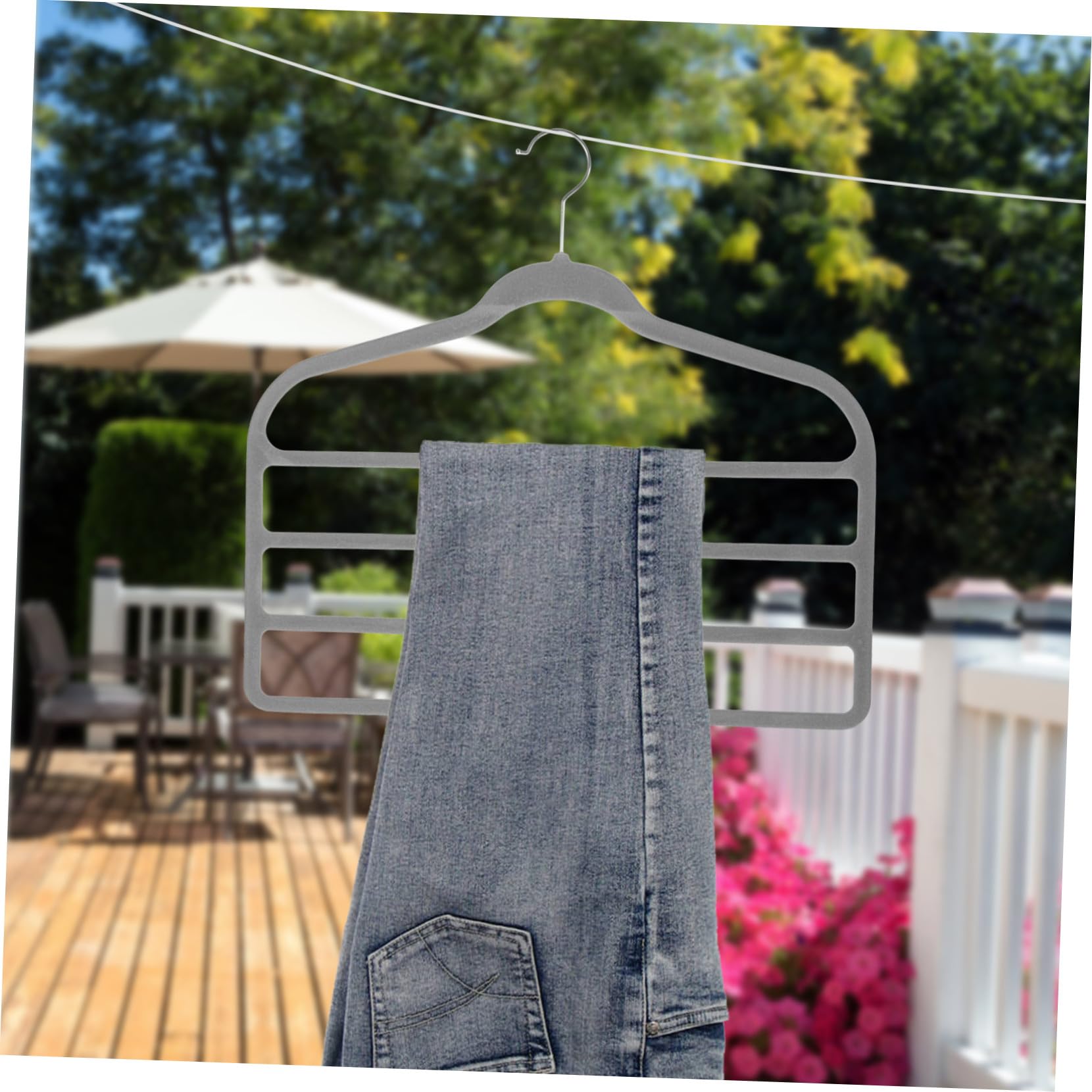 Cabilock 10 Perchas para Pantalones de Plástico Recubrimiento de Vellón Antideslizante, Ahorradoras de Espacio y Multifuncionales para Armarios Organizadores