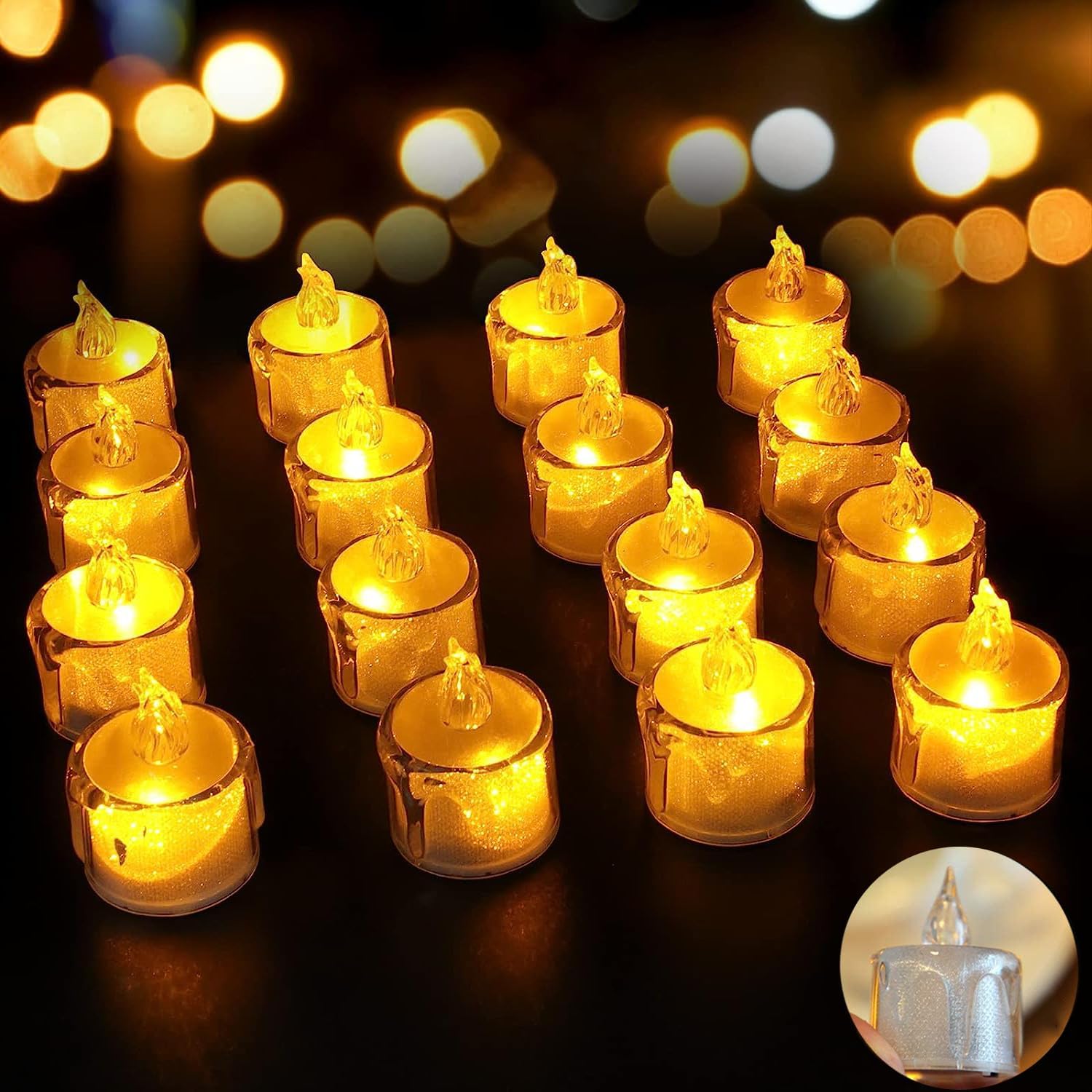 NURADA Velas Parpadeantes Sin Llaa, Luz LED Cálida 3D Con Echa, Velas Acrílicas A Pilas Con