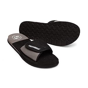 Buy SOLETHREADS FREEWAY | Slides | Velcro Adjustable Strap | Cushioned  Footbed | Comfy | Slippers | Flip Flops for Men | UK 8 | BLACK/GREY at  Amazon.in