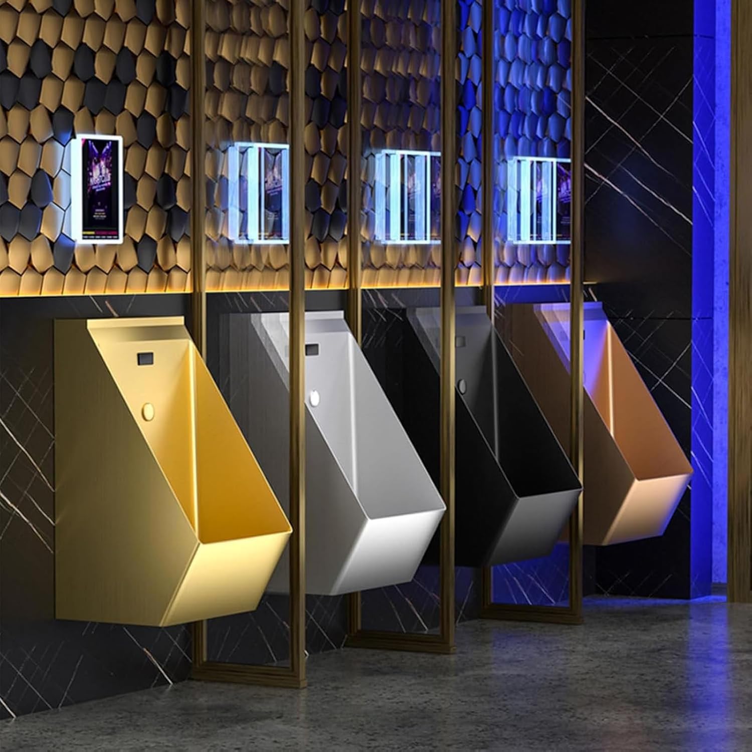 304 Stainless Steel Urinals Public Toilet Male Urinal Wall Mounted Sensor Urinal, Commercial Urinal Men's Bathroom Toilet Urinal for Use in Homes Hotels and Public Bars(Rose Gold)